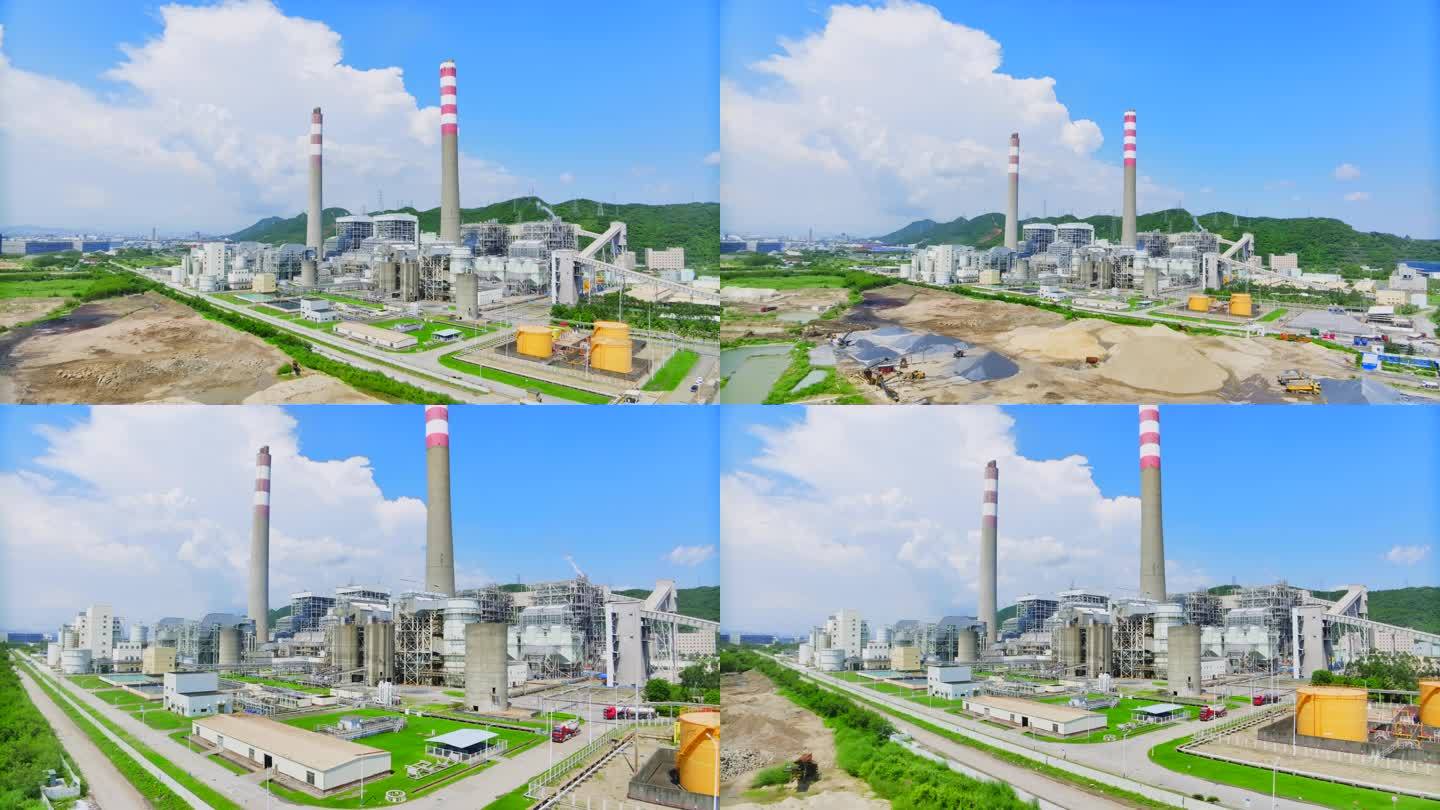 版权素材】4K城市电厂烟囱冒烟火力发电站